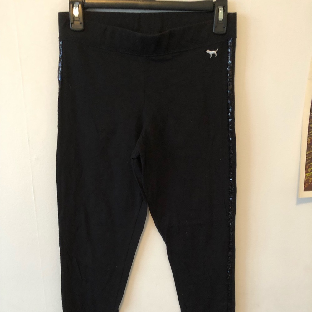 VS PINK leggings with sequence down sides of legs